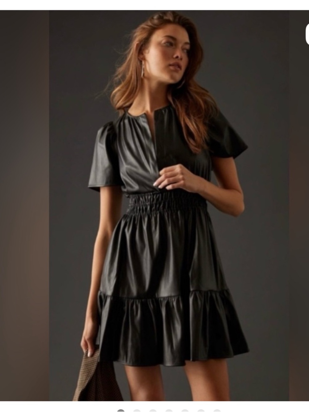Simply Southern Faux Leather Brown Dress Womens LARGE New fit & flare sexy